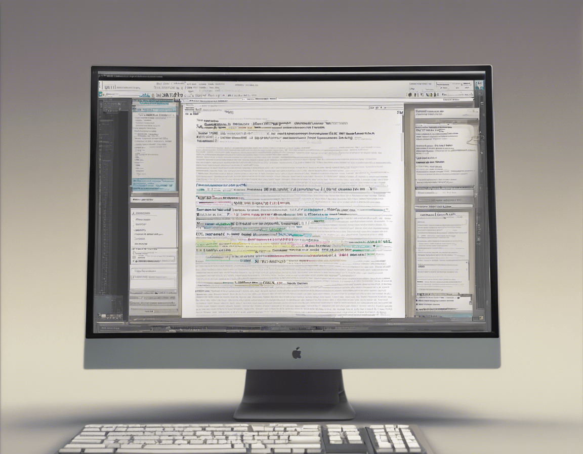 Экран компьютера с открытым текстовым редактором и выделенными участками текста