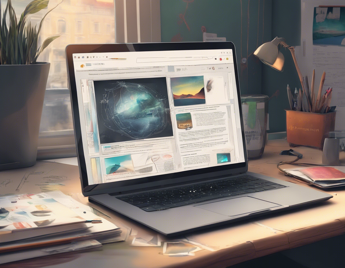 ноутбук на столе с открытой веб-страницей платформы для создания контента
