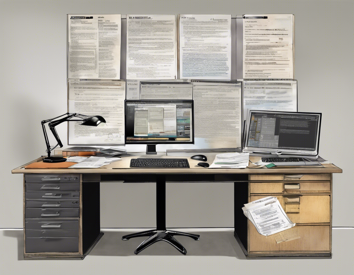 рабочий стол с компьютером и открытым редактором текста