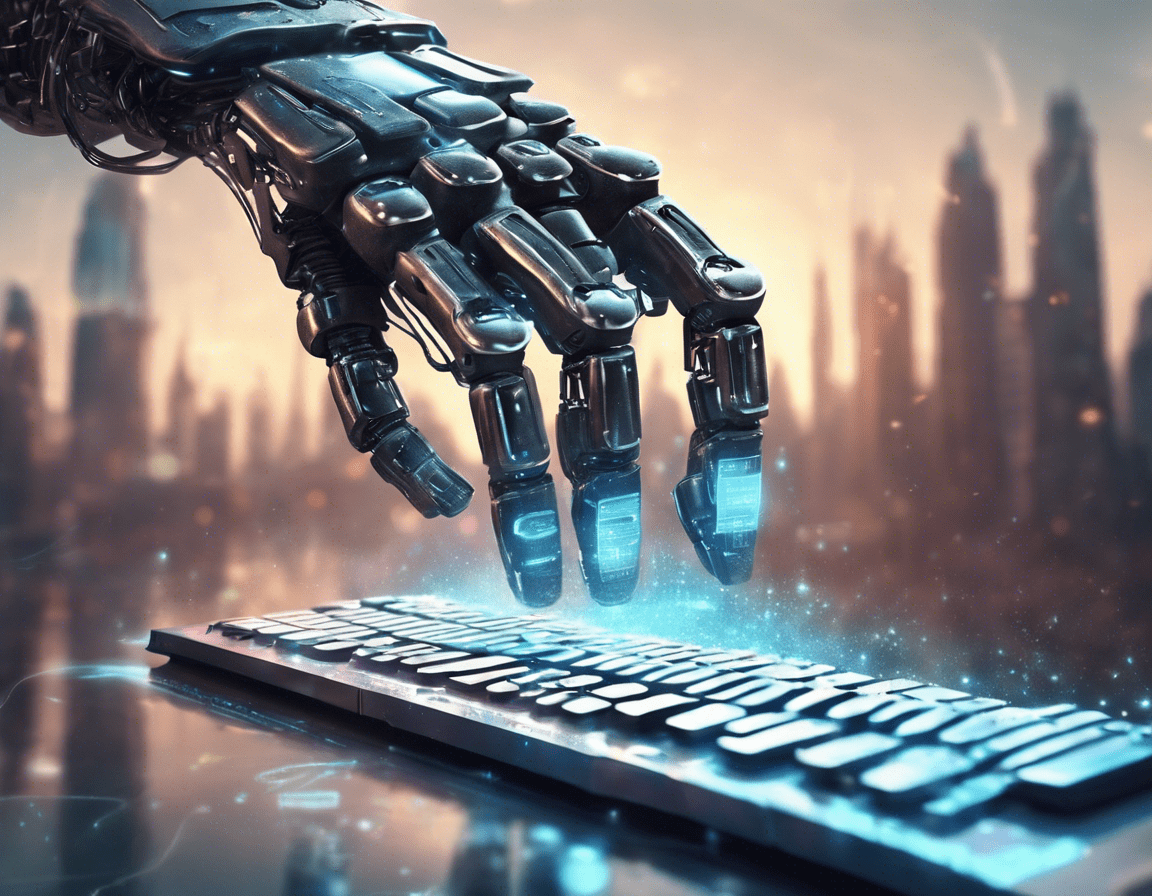 Роботизированная рука печатает на голографической клавиатуре