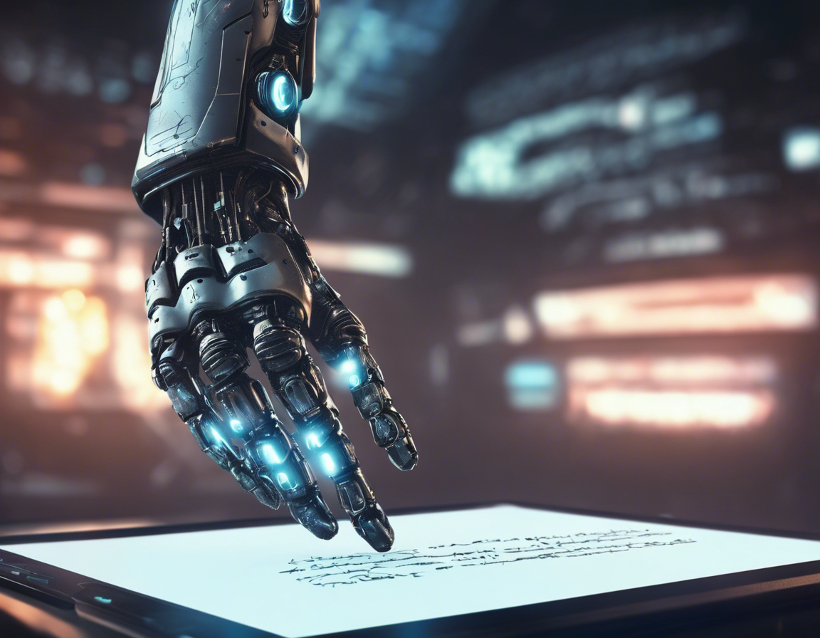 Роботизированная рука пишет текст на цифровом экране