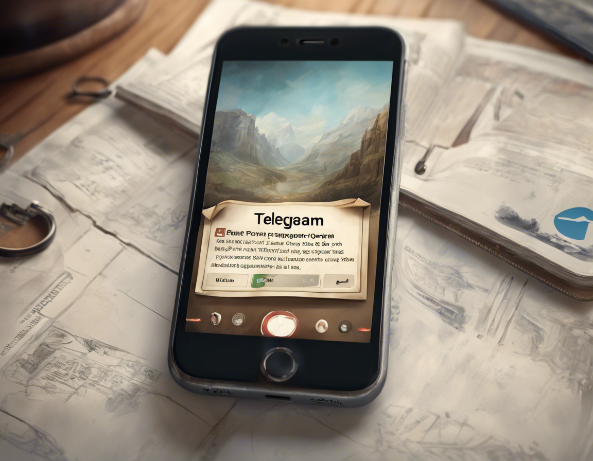 смартфон с открытым приложением Telegram, показывающим рекламный пост